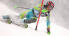 Seventh after first run Mitja Valencic of Slovenia skiing in first run of men Snow queen trophy slalom World Cup race in Zagreb, Croatia. Slalom race of Men Audi FIS Alpine skiing World Cup 2009-10 was held on Sljeme above Zagreb, Croatia, on 6th of January 2010.
