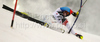Marc Gini of Switzerland falling in first run of men Snow queen trophy slalom World Cup race in Zagreb, Croatia. Slalom race of Men Audi FIS Alpine skiing World Cup 2009-10 was held on Sljeme above Zagreb, Croatia, on 6th of January 2010.
