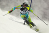 Mitja Dragsic of Slovenia skiing in first run of men Snow queen trophy slalom World Cup race in Zagreb, Croatia. Slalom race of Men Audi FIS Alpine skiing World Cup 2009-10 was held on Sljeme above Zagreb, Croatia, on 6th of January 2010.
