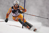 Brad Spence of Canada skiing in first run of men Snow queen trophy slalom World Cup race in Zagreb, Croatia. Slalom race of Men Audi FIS Alpine skiing World Cup 2009-10 was held on Sljeme above Zagreb, Croatia, on 6th of January 2010.
