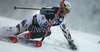 Jukka Leino of Finland skiing in first run of men Snow queen trophy slalom World Cup race in Zagreb, Croatia. Slalom race of Men Audi FIS Alpine skiing World Cup 2009-10 was held on Sljeme above Zagreb, Croatia, on 6th of January 2010.
