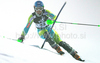 Matic Skube of Slovenia skiing in first run of men Snow queen trophy slalom World Cup race in Zagreb, Croatia. Slalom race of Men Audi FIS Alpine skiing World Cup 2009-10 was held on Sljeme above Zagreb, Croatia, on 6th of January 2010.
