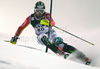 Dominik Stehle of Germany skiing in first run of men Snow queen trophy slalom World Cup race in Zagreb, Croatia. Slalom race of Men Audi FIS Alpine skiing World Cup 2009-10 was held on Sljeme above Zagreb, Croatia, on 6th of January 2010.
