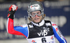 Third placed Julien Lizeroux of France reacts in finish of second run of men Snow queen trophy slalom World Cup race in Zagreb, Croatia. Slalom race of Men Audi FIS Alpine skiing World Cup 2009-10 was held on Sljeme above Zagreb, Croatia, on 6th of January 2010.
