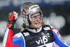 Third placed Julien Lizeroux of France reacts in finish of second run of men Snow queen trophy slalom World Cup race in Zagreb, Croatia. Slalom race of Men Audi FIS Alpine skiing World Cup 2009-10 was held on Sljeme above Zagreb, Croatia, on 6th of January 2010.
