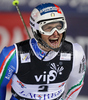 Second placed Manfred Moelgg of Italy reacts in finish of second run of men Snow queen trophy slalom World Cup race in Zagreb, Croatia. Slalom race of Men Audi FIS Alpine skiing World Cup 2009-10 was held on Sljeme above Zagreb, Croatia, on 6th of January 2010.
