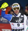 Winner Giuliano Razzoli of Italy reacts in finish of second run of men Snow queen trophy slalom World Cup race in Zagreb, Croatia. Slalom race of Men Audi FIS Alpine skiing World Cup 2009-10 was held on Sljeme above Zagreb, Croatia, on 6th of January 2010.
