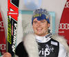 Winner Giuliano Razzoli of Italy celebrates his medal won in men Snow queen trophy slalom World Cup race in Zagreb, Croatia. Slalom race of Men Audi FIS Alpine skiing World Cup 2009-10 was held on Sljeme above Zagreb, Croatia, on 6th of January 2010.
