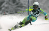Mitja Dragsic of Slovenia skiing in first run of men Snow queen trophy slalom World Cup race in Zagreb, Croatia. Slalom race of Men Audi FIS Alpine skiing World Cup 2009-10 was held on Sljeme above Zagreb, Croatia, on 6th of January 2010.
