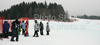 Photographers before start of women downhill race of Audi FIS alpine skiing World Cup in Haus im Ennstal, Austria. Downhill race of Women Audi FIS Alpine skiing World Cup 2009-10 was held in Haus im Ennstal, Austria, on 9th of January 2010.

