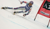 Third placed Ingrid Jacquemod of France skiing during women downhill race of Audi FIS alpine skiing World Cup in Haus im Ennstal, Austria. Downhill race of Women Audi FIS Alpine skiing World Cup 2009-10 was held in Haus im Ennstal, Austria, on 9th of January 2010.
