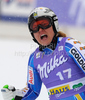 Anja Paerson of Sweden reacts in finish of women downhill race of Audi FIS alpine skiing World Cup in Haus im Ennstal, Austria. Downhill race of Women Audi FIS Alpine skiing World Cup 2009-10 was held in Haus im Ennstal, Austria, on 9th of January 2010.
