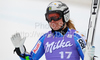 Anja Paerson of Sweden reacts in finish of women downhill race of Audi FIS alpine skiing World Cup in Haus im Ennstal, Austria. Downhill race of Women Audi FIS Alpine skiing World Cup 2009-10 was held in Haus im Ennstal, Austria, on 9th of January 2010.
