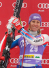 Third placed Ingrid Jacquemod of France celebrates her medal won in women downhill race of Audi FIS alpine skiing World Cup in Haus im Ennstal, Austria. Downhill race of Women Audi FIS Alpine skiing World Cup 2009-10 was held in Haus im Ennstal, Austria, on 9th of January 2010.
