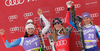 Winner Lindsey Vonn of USA (M), second placed Nadja Kamer of Switzerland (L) and third placed Ingrid Jacquemod of France (R) celebrates their medals won in women downhill race of Audi FIS alpine skiing World Cup in Haus im Ennstal, Austria. Downhill race of Women Audi FIS Alpine skiing World Cup 2009-10 was held in Haus im Ennstal, Austria, on 9th of January 2010.
