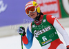Seventh placed Nadja Kamer of Switzerland reacts in finish of women Super-G race of Audi FIS alpine skiing World Cup in Haus im Ennstal, Austria. Super-G race of Women Audi FIS Alpine skiing World Cup 2009-10 was held in Haus im Ennstal, Austria, on 10th of January 2010.
