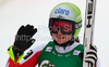 Eight placed Anna Fenninger of Switzerland reacts in finish of women Super-G race of Audi FIS alpine skiing World Cup in Haus im Ennstal, Austria. Super-G race of Women Audi FIS Alpine skiing World Cup 2009-10 was held in Haus im Ennstal, Austria, on 10th of January 2010.
