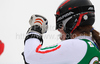 Third placed Nadia Fanchini of Italy reacts in finish of women Super-G race of Audi FIS alpine skiing World Cup in Haus im Ennstal, Austria. Super-G race of Women Audi FIS Alpine skiing World Cup 2009-10 was held in Haus im Ennstal, Austria, on 10th of January 2010.
