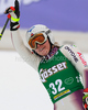 Tina Weirather of Liechtenstein reacts in finish of women Super-G race of Audi FIS alpine skiing World Cup in Haus im Ennstal, Austria. Super-G race of Women Audi FIS Alpine skiing World Cup 2009-10 was held in Haus im Ennstal, Austria, on 10th of January 2010.
