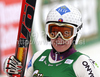 Tina Weirather of Liechtenstein reacts in finish of women Super-G race of Audi FIS alpine skiing World Cup in Haus im Ennstal, Austria. Super-G race of Women Audi FIS Alpine skiing World Cup 2009-10 was held in Haus im Ennstal, Austria, on 10th of January 2010.
