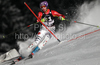 Second placed after first run Maria Riesch of Germany skiing in first run of Women slalom race of Audi FIS alpine skiing World Cup in Flachau, Austria. Slalom race of Women Audi FIS Alpine skiing World Cup 2009-10 was held in Flachau, Austria, on 12th of January 2010.
