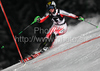 Third after first run Kathrin Zettel of Austria skiing in first run of Women slalom race of Audi FIS alpine skiing World Cup in Flachau, Austria. Slalom race of Women Audi FIS Alpine skiing World Cup 2009-10 was held in Flachau, Austria, on 12th of January 2010.
