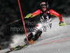 Christina Geiger of Germany skiing in first run of Women slalom race of Audi FIS alpine skiing World Cup in Flachau, Austria. Slalom race of Women Audi FIS Alpine skiing World Cup 2009-10 was held in Flachau, Austria, on 12th of January 2010.
