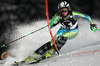 Marusa Ferk of Slovenia skiing in first run of Women slalom race of Audi FIS alpine skiing World Cup in Flachau, Austria. Slalom race of Women Audi FIS Alpine skiing World Cup 2009-10 was held in Flachau, Austria, on 12th of January 2010.
