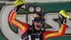 Fifth placed Katharina Duerr of Germany reacts in finish of second run of Women slalom race of Audi FIS alpine skiing World Cup in Flachau, Austria. Slalom race of Women Audi FIS Alpine skiing World Cup 2009-10 was held in Flachau, Austria, on 12th of January 2010.
