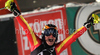 Fifth placed Katharina Duerr of Germany reacts in finish of second run of Women slalom race of Audi FIS alpine skiing World Cup in Flachau, Austria. Slalom race of Women Audi FIS Alpine skiing World Cup 2009-10 was held in Flachau, Austria, on 12th of January 2010.

