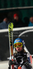 Fourth placed Tanja Poutiainen of Finland reacts in finish of second run of Women slalom race of Audi FIS alpine skiing World Cup in Flachau, Austria. Slalom race of Women Audi FIS Alpine skiing World Cup 2009-10 was held in Flachau, Austria, on 12th of January 2010.

