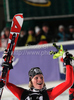 Winner Marlies Schild of Austria celebrates her medal in finish of second run of Women slalom race of Audi FIS alpine skiing World Cup in Flachau, Austria. Slalom race of Women Audi FIS Alpine skiing World Cup 2009-10 was held in Flachau, Austria, on 12th of January 2010.
