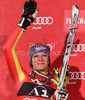Second placed Maria Riesch of Germany celebrates her medal won in Women slalom race of Audi FIS alpine skiing World Cup in Flachau, Austria. Slalom race of Women Audi FIS Alpine skiing World Cup 2009-10 was held in Flachau, Austria, on 12th of January 2010.
