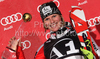 Winner Marlies Schild of Austria celebrates her medal won in Women slalom race of Audi FIS alpine skiing World Cup in Flachau, Austria. Slalom race of Women Audi FIS Alpine skiing World Cup 2009-10 was held in Flachau, Austria, on 12th of January 2010.
