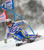 Third after first run Anja Paerson of Sweden skiing in first run of Women giant slalom race of Audi FIS alpine skiing World Cup in Maribor, Slovenia. Giant slalom race of Women Audi FIS Alpine skiing World Cup 2009-10 was held in Maribor, Slovenia, on 16th of January 2010.
