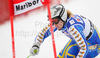 Third after first run Anja Paerson of Sweden skiing in first run of Women giant slalom race of Audi FIS alpine skiing World Cup in Maribor, Slovenia. Giant slalom race of Women Audi FIS Alpine skiing World Cup 2009-10 was held in Maribor, Slovenia, on 16th of January 2010.
