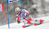Andrea Fischbacher of Austria skiing in first run of Women giant slalom race of Audi FIS alpine skiing World Cup in Maribor, Slovenia. Giant slalom race of Women Audi FIS Alpine skiing World Cup 2009-10 was held in Maribor, Slovenia, on 16th of January 2010.
