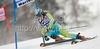 Ana Drev of Slovenia skiing in first run of Women giant slalom race of Audi FIS alpine skiing World Cup in Maribor, Slovenia. Giant slalom race of Women Audi FIS Alpine skiing World Cup 2009-10 was held in Maribor, Slovenia, on 16th of January 2010.
