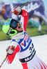Karin Hackl of Austria reacts in finish of second run of Women giant slalom race of Audi FIS alpine skiing World Cup in Maribor, Slovenia. Giant slalom race of Women Audi FIS Alpine skiing World Cup 2009-10 was held in Maribor, Slovenia, on 16th of January 2010.
