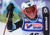 Mona Loeseth of Norway reacts in finish of second run of Women giant slalom race of Audi FIS alpine skiing World Cup in Maribor, Slovenia. Giant slalom race of Women Audi FIS Alpine skiing World Cup 2009-10 was held in Maribor, Slovenia, on 16th of January 2010.
