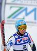 Tanja Poutiainen of Finland reacts in finish of second run of Women giant slalom race of Audi FIS alpine skiing World Cup in Maribor, Slovenia. Giant slalom race of Women Audi FIS Alpine skiing World Cup 2009-10 was held in Maribor, Slovenia, on 16th of January 2010.
