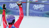 Second placed Maria Riesch of Germany reacts in finish of second run of Women giant slalom race of Audi FIS alpine skiing World Cup in Maribor, Slovenia. Giant slalom race of Women Audi FIS Alpine skiing World Cup 2009-10 was held in Maribor, Slovenia, on 16th of January 2010.
