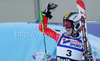 Winner Kathrin Zettel of Austria reacts in finish of second run of Women giant slalom race of Audi FIS alpine skiing World Cup in Maribor, Slovenia. Giant slalom race of Women Audi FIS Alpine skiing World Cup 2009-10 was held in Maribor, Slovenia, on 16th of January 2010.
