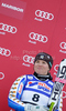 Third placed Anja Paerson of Sweden celebrates her medal won in Women giant slalom race of Audi FIS alpine skiing World Cup in Maribor, Slovenia. Giant slalom race of Women Audi FIS Alpine skiing World Cup 2009-10 was held in Maribor, Slovenia, on 16th of January 2010.
