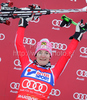 Winner Kathrin Zettel of Austria celebrates her medal won in Women giant slalom race of Audi FIS alpine skiing World Cup in Maribor, Slovenia. Giant slalom race of Women Audi FIS Alpine skiing World Cup 2009-10 was held in Maribor, Slovenia, on 16th of January 2010.
