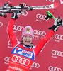 Winner Kathrin Zettel of Austria celebrates her medal won in Women giant slalom race of Audi FIS alpine skiing World Cup in Maribor, Slovenia. Giant slalom race of Women Audi FIS Alpine skiing World Cup 2009-10 was held in Maribor, Slovenia, on 16th of January 2010.
