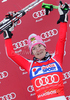 Winner Kathrin Zettel of Austria celebrates her medal won in Women giant slalom race of Audi FIS alpine skiing World Cup in Maribor, Slovenia. Giant slalom race of Women Audi FIS Alpine skiing World Cup 2009-10 was held in Maribor, Slovenia, on 16th of January 2010.
