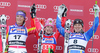 Winner Kathrin Zettel of Austria (M), second placed Maria Riesch of Germany (L) and third placed Anja Paerson of Sweden (R) celebrate their medals won in Women giant slalom race of Audi FIS alpine skiing World Cup in Maribor, Slovenia. Giant slalom race of Women Audi FIS Alpine skiing World Cup 2009-10 was held in Maribor, Slovenia, on 16th of January 2010.
