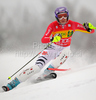 Third after first run Maria Riesch of Germany skiing in first run of Women slalom race of Audi FIS alpine skiing World Cup in Maribor, Slovenia. Slalom race of Women Audi FIS Alpine skiing World Cup 2009-10 was held in Maribor, Slovenia, on 17th of January 2010.
