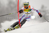 Fourth after first run Sandrine Aubert of France skiing in first run of Women slalom race of Audi FIS alpine skiing World Cup in Maribor, Slovenia. Slalom race of Women Audi FIS Alpine skiing World Cup 2009-10 was held in Maribor, Slovenia, on 17th of January 2010.
